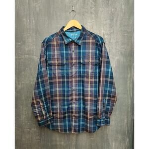 Orvis Size Large Classic Collection Blue Green Plaid Long Sleeve Button Up Shirt